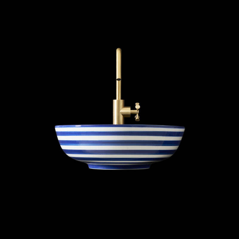 round striped countertop harbour blue basin made from the finest ceramic porcelain