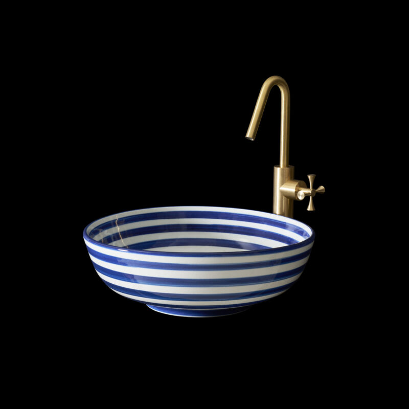 round striped countertop harbour blue basin made from the finest ceramic porcelain