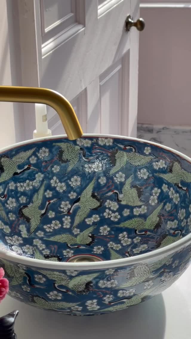 One of the bathrooms at @houseofhorspool features our Delphine Basin, adorned with an intricate...