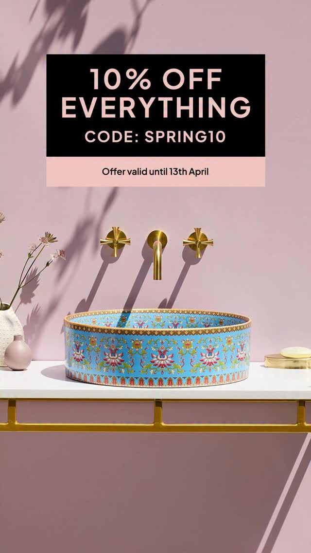Last chance! Enjoy 10% OFF our entire range of stylish basins, vanity units & taps with code...